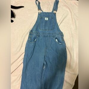 blue denim overalls